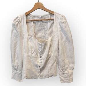 Reformation Micah Balloon Sleeve Linen Blouse Size 12